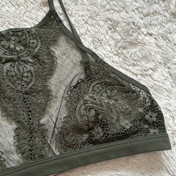 Victoria's Secret Body S Lace Bralette Olive Green Fairy Grunge Boho Whimsygoth - Picture 4 of 5